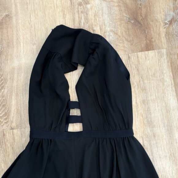 BCBGMaxazria Women's Small Classic Flowy Open Side Party Midi Black Dress Rachel - Picture 4 of 9